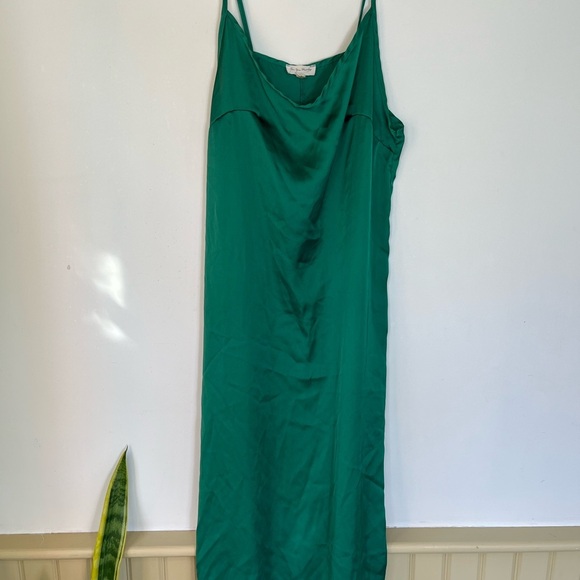 Anthropologie See You Monday Satin Slip Dress M Green Midi Fairycore Balletcore - Picture 7 of 11